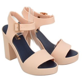 High-heeled sandals meliski beige KM202 D.BEIGE / NAVY 1