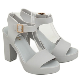 Sandals high heels Meliski Gray KM202 L.GRAY grey 1