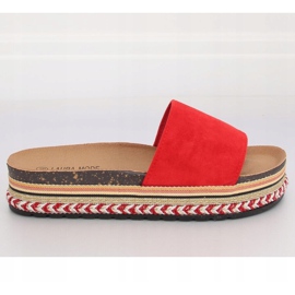 Red LS-117 Red high-soled slippers 1