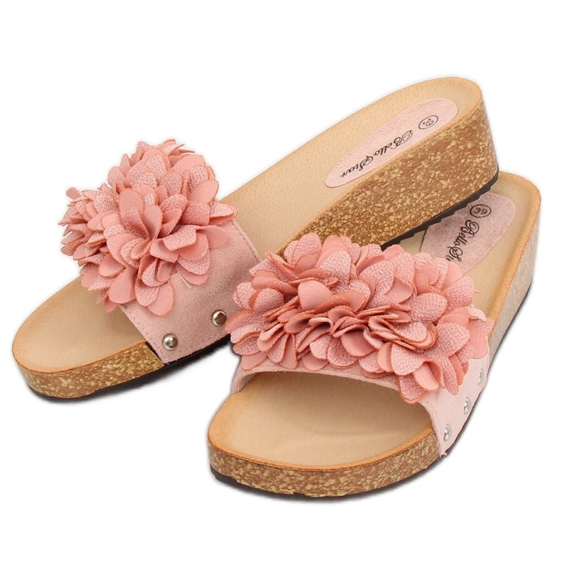 Pink S63 Pink slippers with flowers 1 Pink S63 Pink slippers with flowers 1