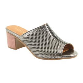 Badura Women's openwork leather caps 5311 silver grey 1