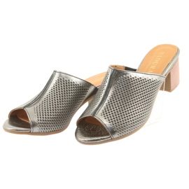 Badura Women's openwork leather caps 5311 silver grey 3 Badura Women's openwork leather caps 5311 silver grey 3