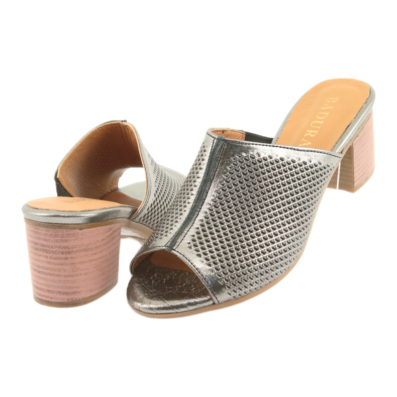 Badura Women's openwork leather caps 5311 silver grey 4