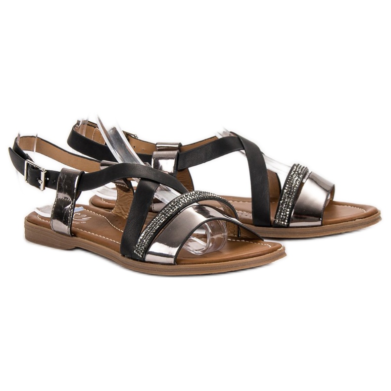 Small Swan Sandals With Crystals black 1