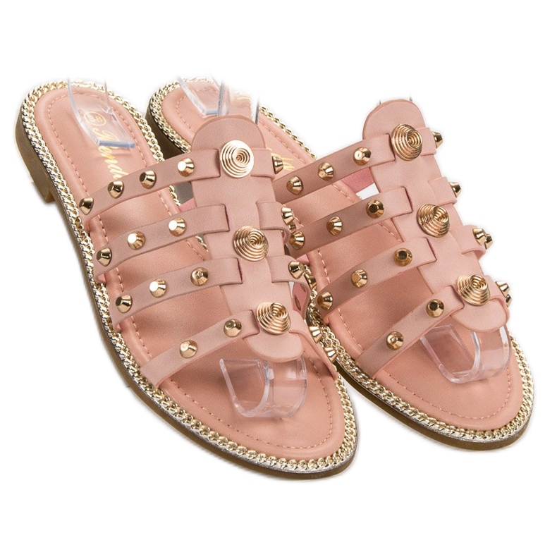 Renda Slippers With Rhinestones pink 1