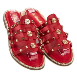 Renda Slippers With Rhinestones red 1