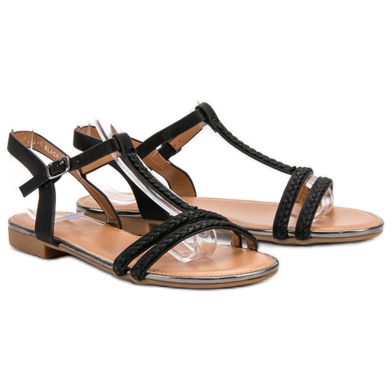 Small Swan Flat Sandals black 2