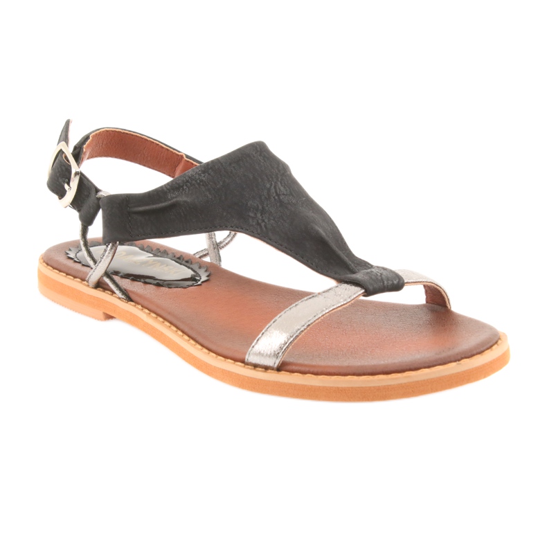 M.Daszyński Sandals flat heel Daszyński silver-black grey 1