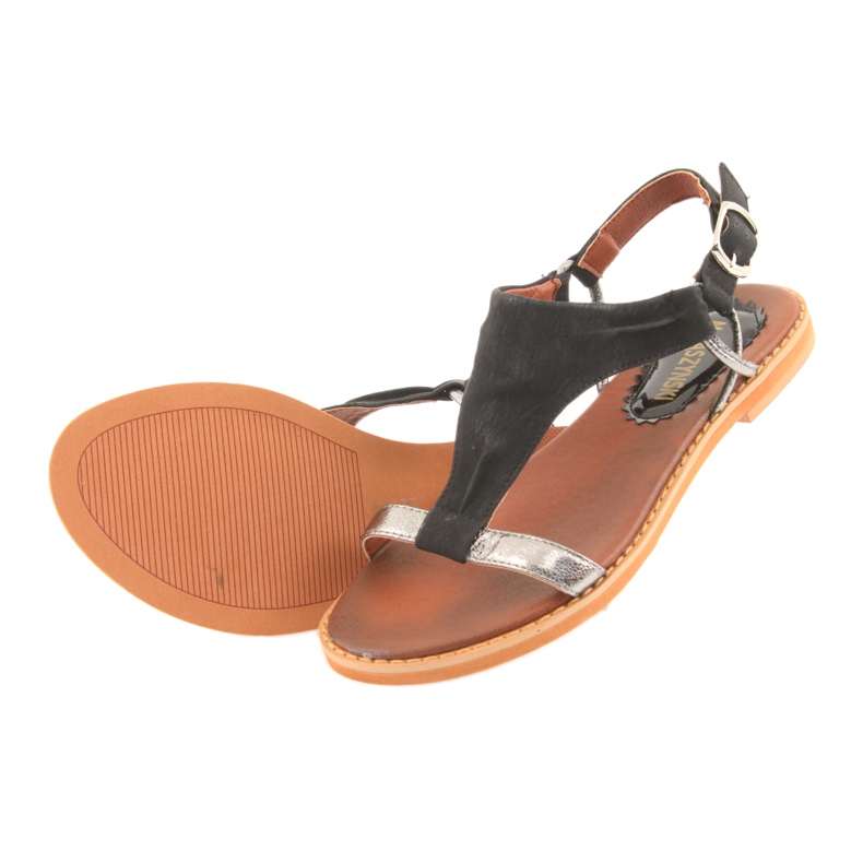 M.Daszyński Sandals flat heel Daszyński silver-black grey 4