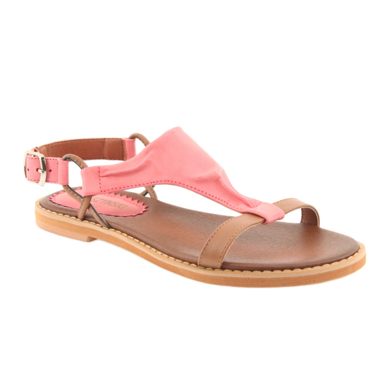 M.Daszyński Sandals flat heel Daszyński Living Coral brown red 1