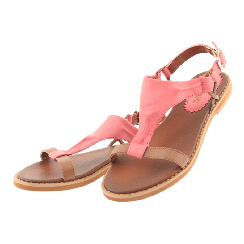 M.Daszyński Sandals flat heel Daszyński Living Coral brown red 3