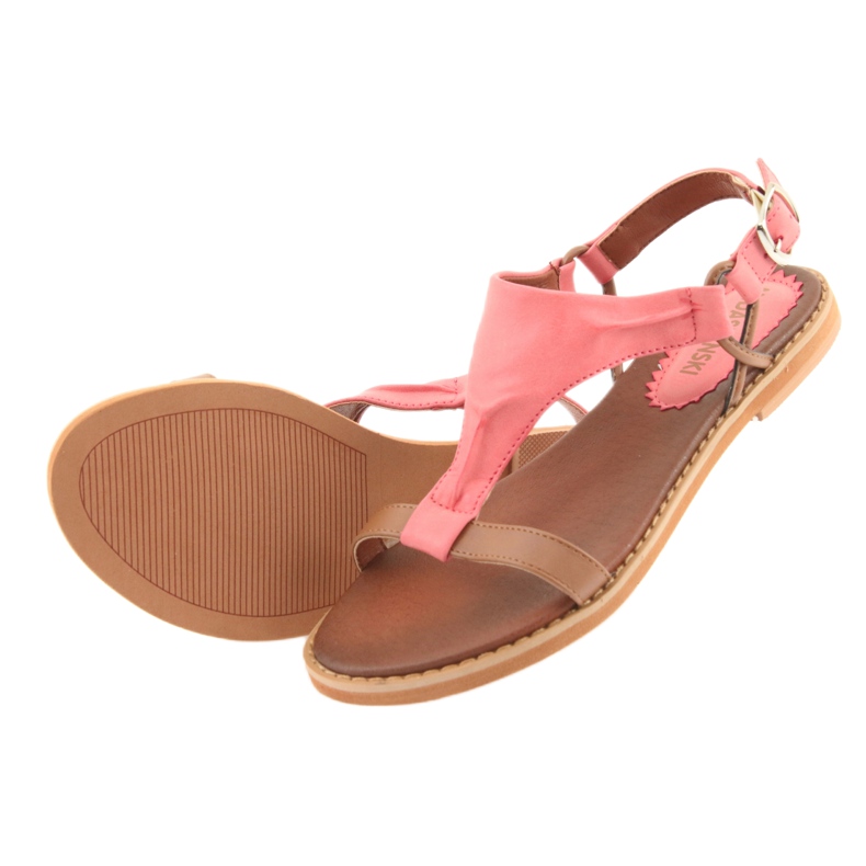 M.Daszyński Sandals flat heel Daszyński Living Coral brown red 4