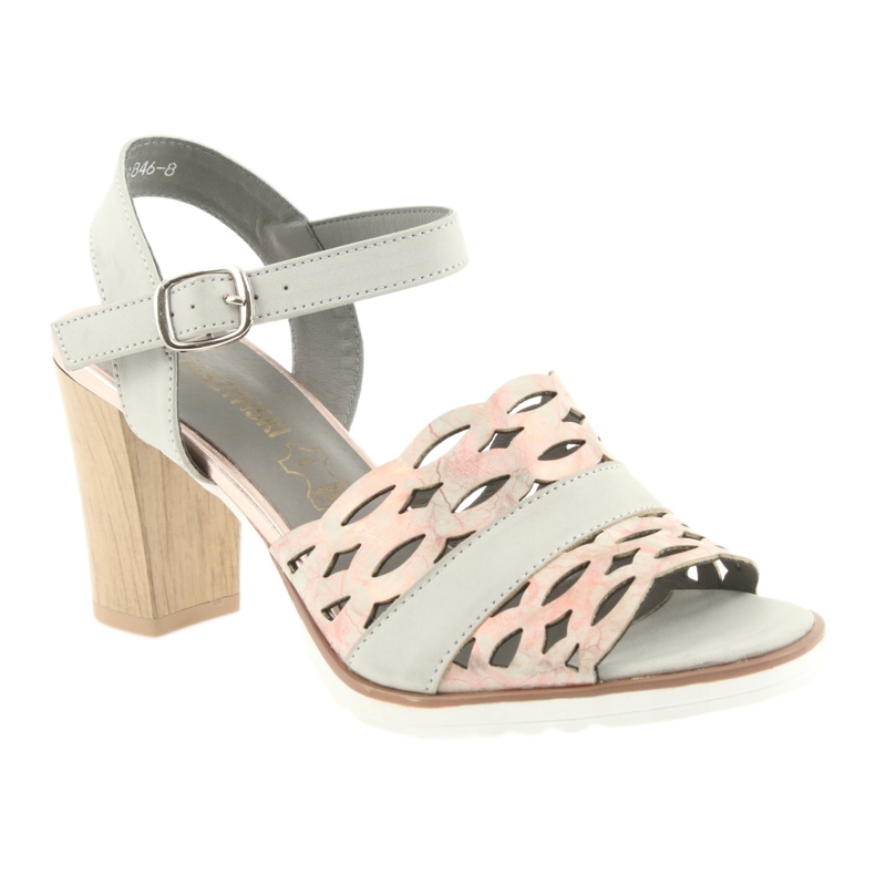 M.Daszyński Daszyński Openwork sandals on the 1846 gray/pink post grey 1