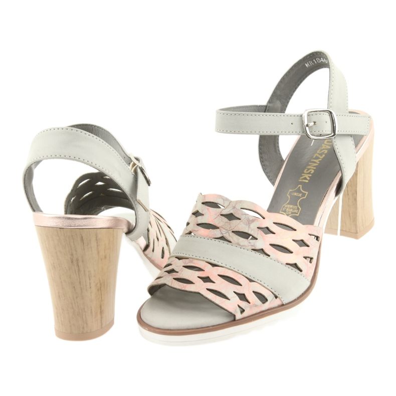 M.Daszyński Daszyński Openwork sandals on the 1846 gray/pink post grey 4