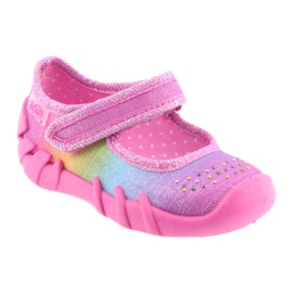 Befado rainbow children's slippers 109P183 pink with zircons 1