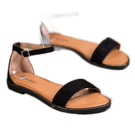 Laura Mode Classic flat sandals black 1