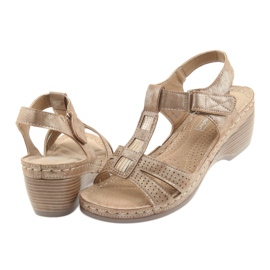 Comfortable women's sandals DK golden beige brown 4