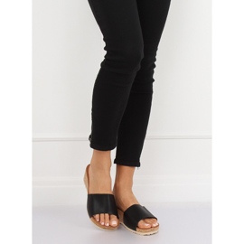 Black cork wedge slippers 3527-12 Black 2