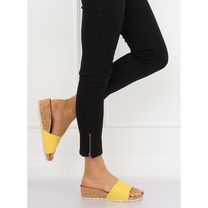 Yellow cork wedge slippers 3527-12 Yellow 2