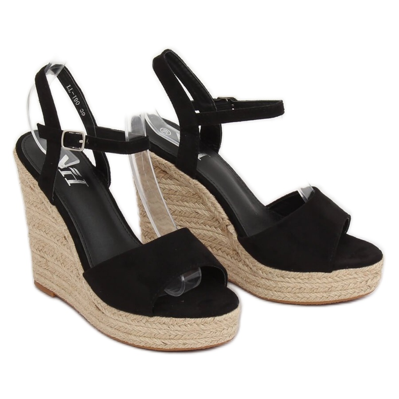 Black Espadrilles on wedges LL-190 Black 1