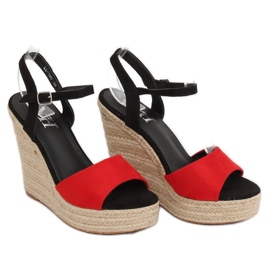 Red Espadrilles on wedges, red LL-190 Red 1