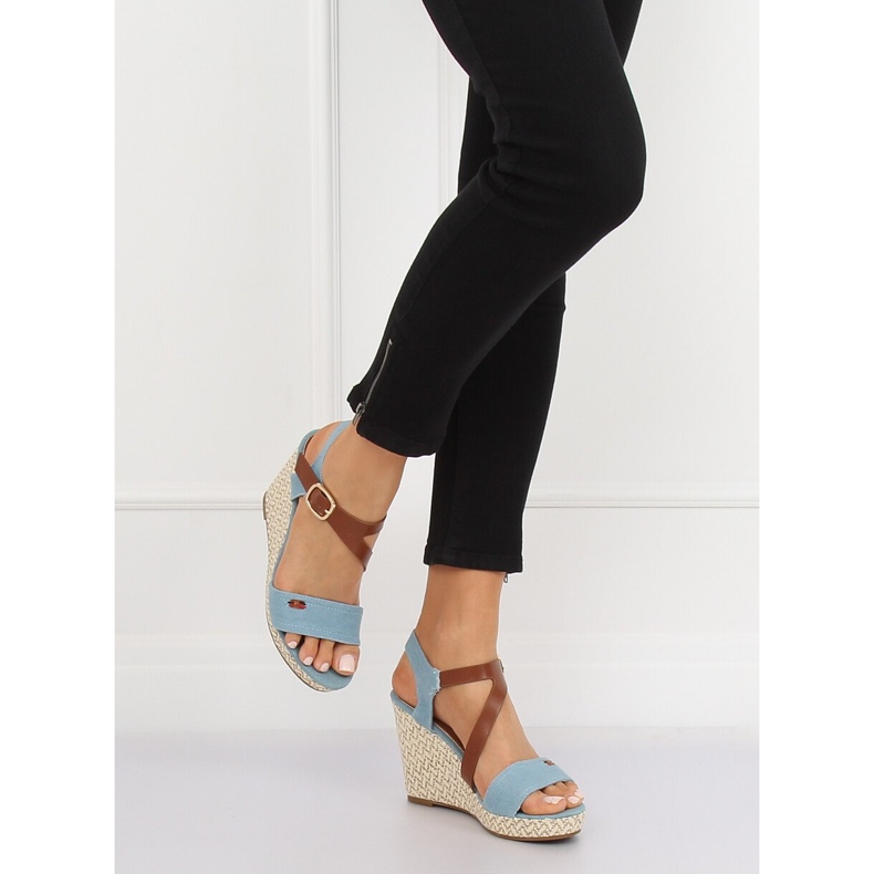 Blue BL-360 Blue wedge sandals 2