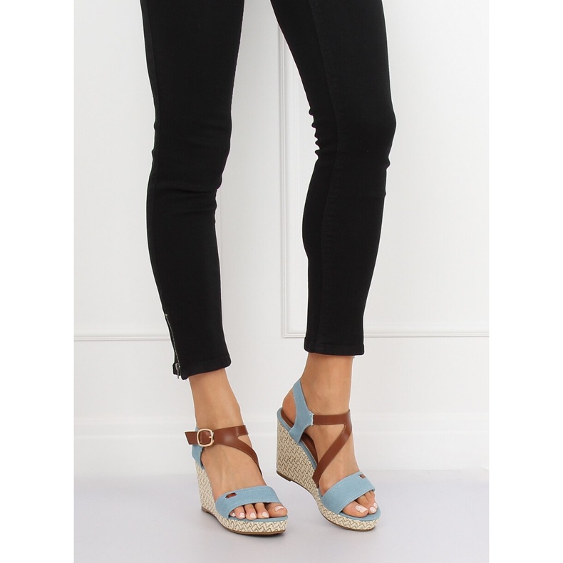 Blue BL-360 Blue wedge sandals 1