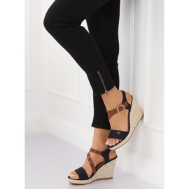 Wedge sandals BL-360 Navy brown navy blue 1 Wedge sandals BL-360 Navy brown navy blue 1