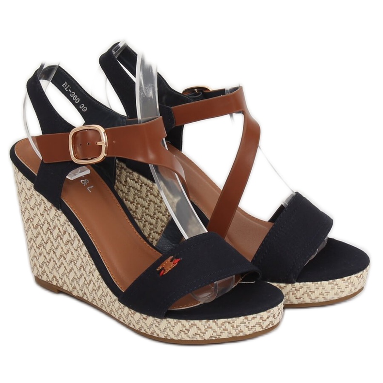 Wedge sandals BL-360 Navy brown navy blue 2