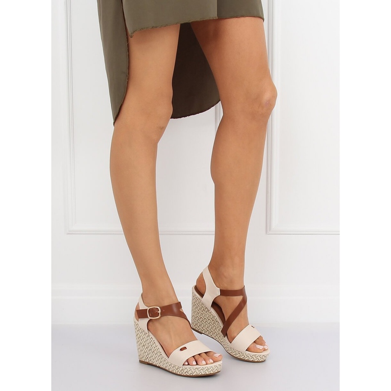 Sandals on a beige wedge BL-360 Beige 1