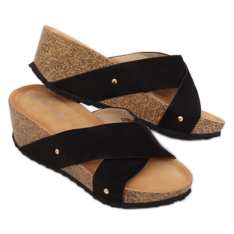 Black G1560 Black wedge slippers 2