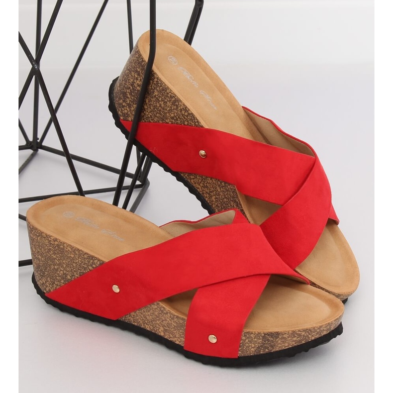 Red G1560 Red wedge slippers 2