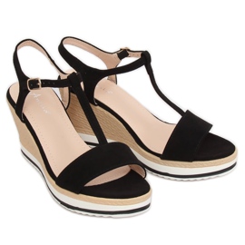 Black sandals on a wedge heel H-59 Black 2