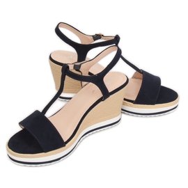 Sandals on a wedge heel H-59 Blue navy blue 2