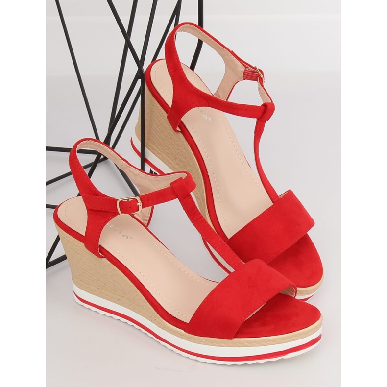 Red sandals on a wedge heel H-59 Red 2