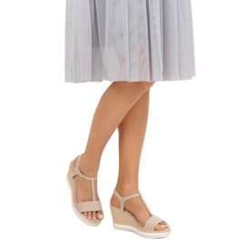 Beige sandals on a wedge heel H-59 Beige 1