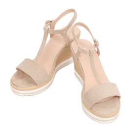 Beige sandals on a wedge heel H-59 Beige 2