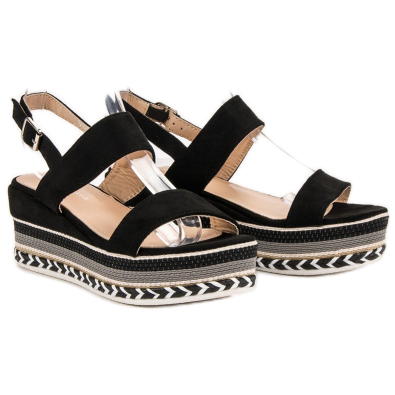 Primavera Boho Wedge Sandals black 1