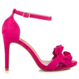 Kylie Sandals On A High Heel With A Frill pink 2