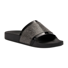 VICES slippers with cubic zirconia black 1