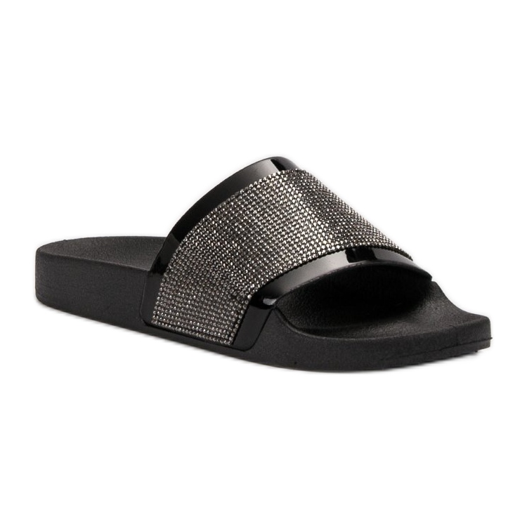 VICES slippers with cubic zirconia black 1