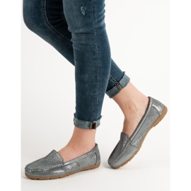 VINCEZA leather loafers grey 1