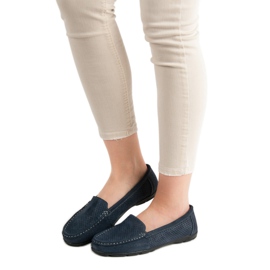 VINCEZA leather loafers navy blue 2