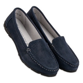 VINCEZA leather loafers navy blue 1