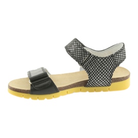 Bartek Girls' leather sandals 59183 black with pattern 2