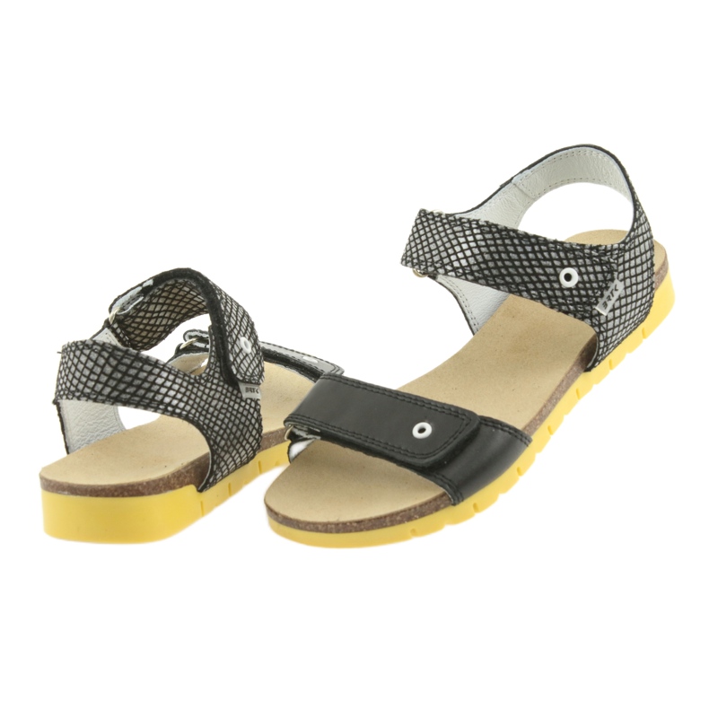 Bartek Girls' leather sandals 59183 black with pattern 4