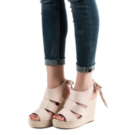 Cm Paris Beige Wedge Sandals 2