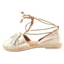 Women's espadrilles, Badura, tied 4875 golden 2