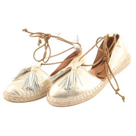 Women's espadrilles, Badura, tied 4875 golden 3