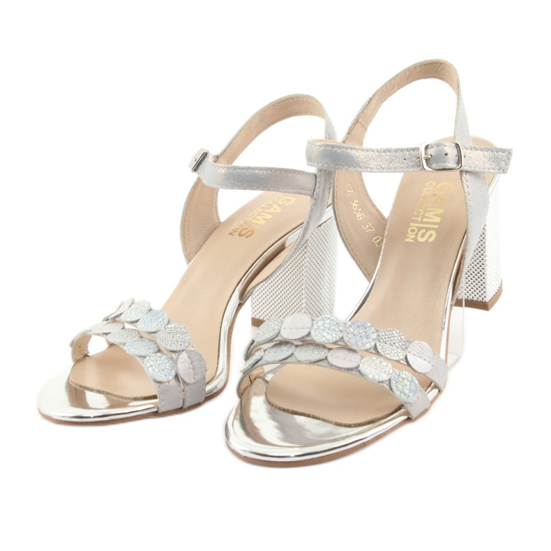 Women's silver sandals Gamis 3658 blue grey pink 6 Women's silver sandals Gamis 3658 blue grey pink 6